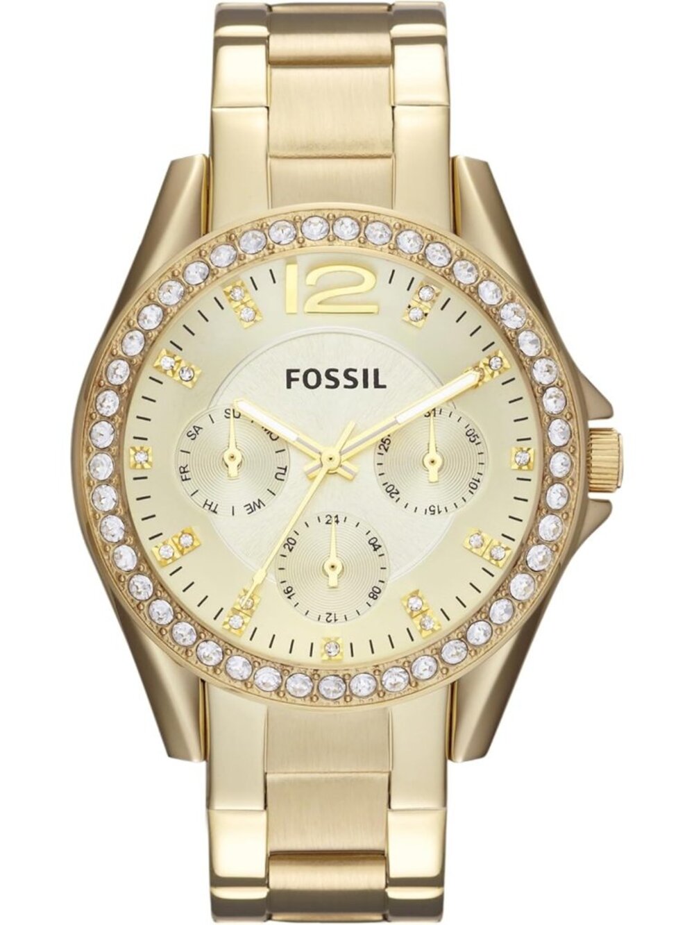 Fossil Women's Gold Analog Quartz Riley Stainless Steel Multifunction Watch